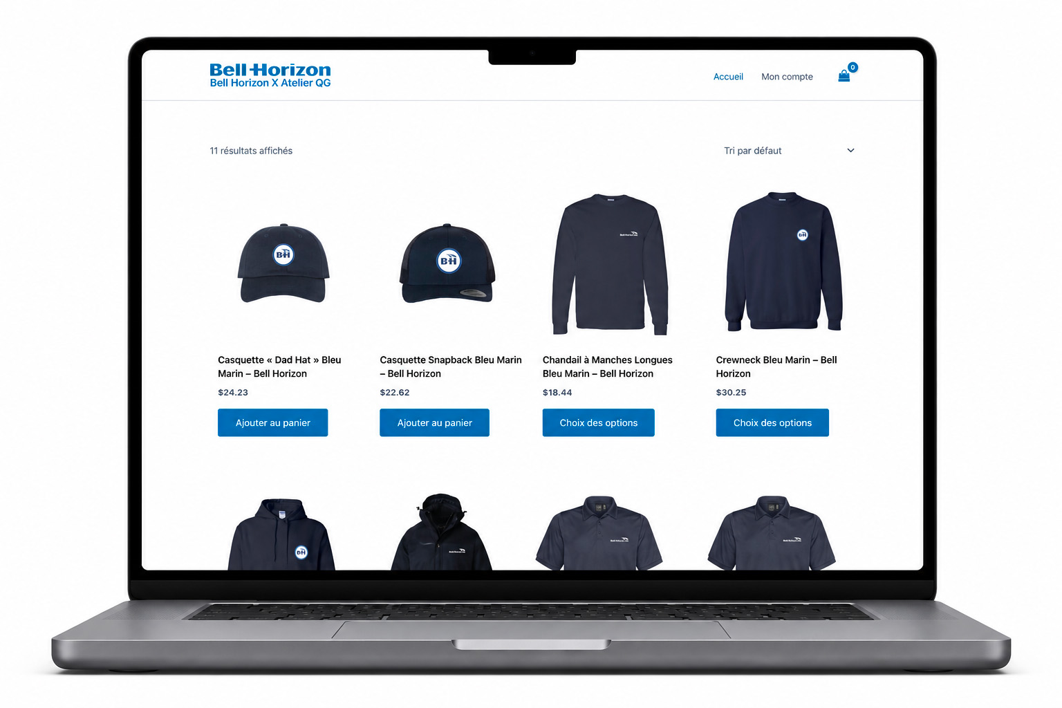 Boutique en ligne corporative Atelier QG