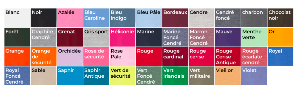 Couleurs disponibles - Gildan - Heavy Blend™ - 18500