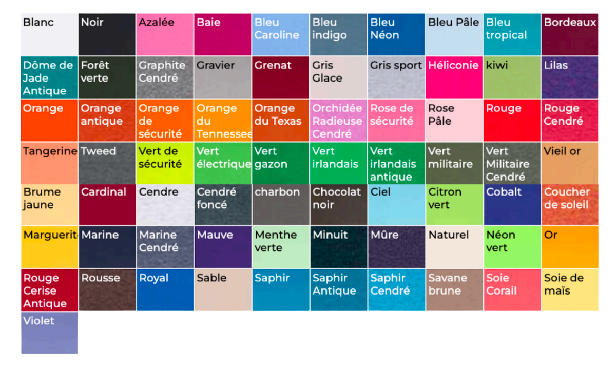 Couleurs disponibles - Gildan - T-shirt Heavy Cotton™ - 5000