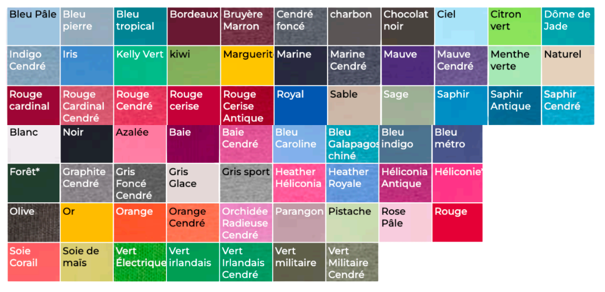 Couleurs disponibles - Gildan - T-shirt Softstyle® - 64000