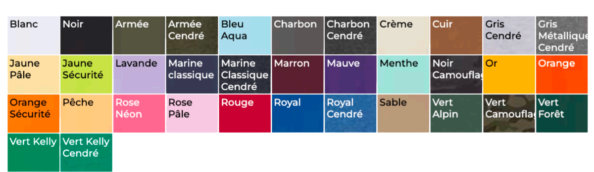 Couleurs disponibles - Independent - 4500