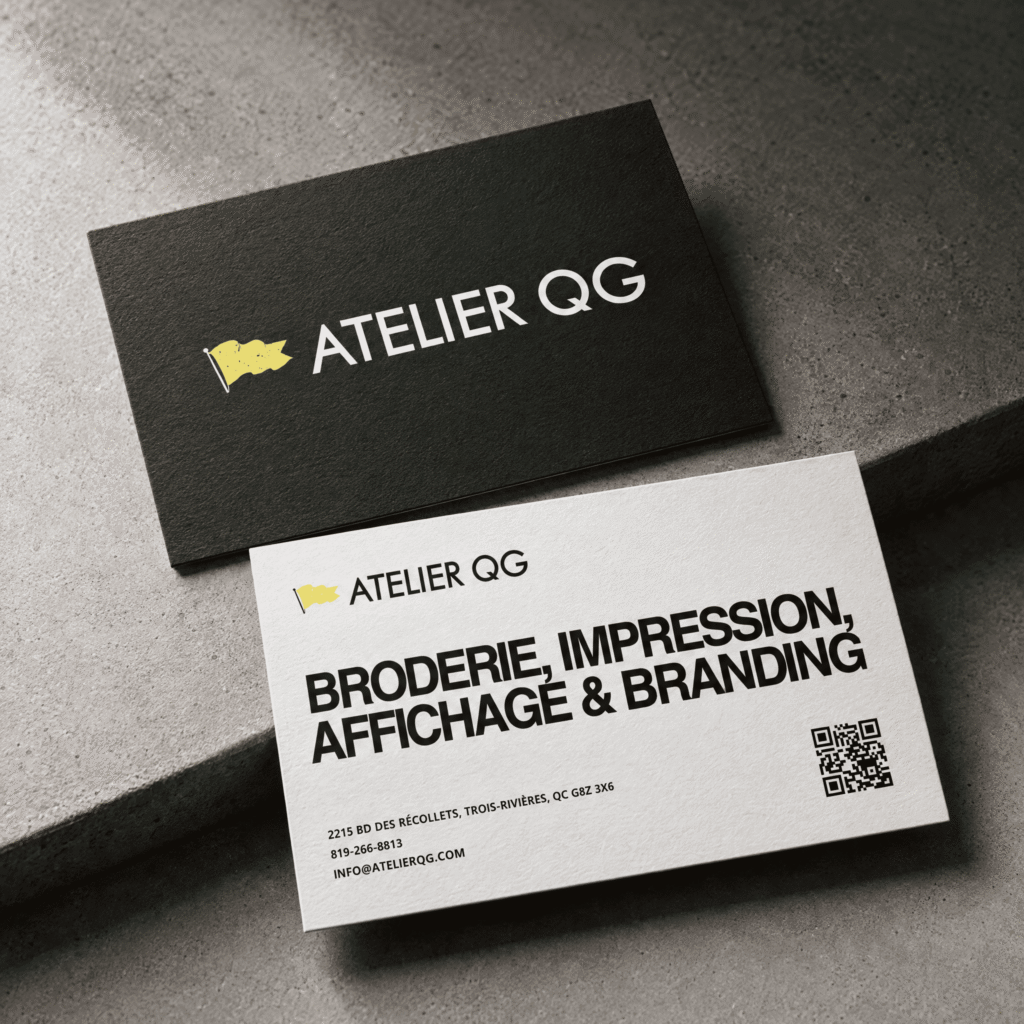 Cartes d’affaires personnalisées imprimées par Atelier QG